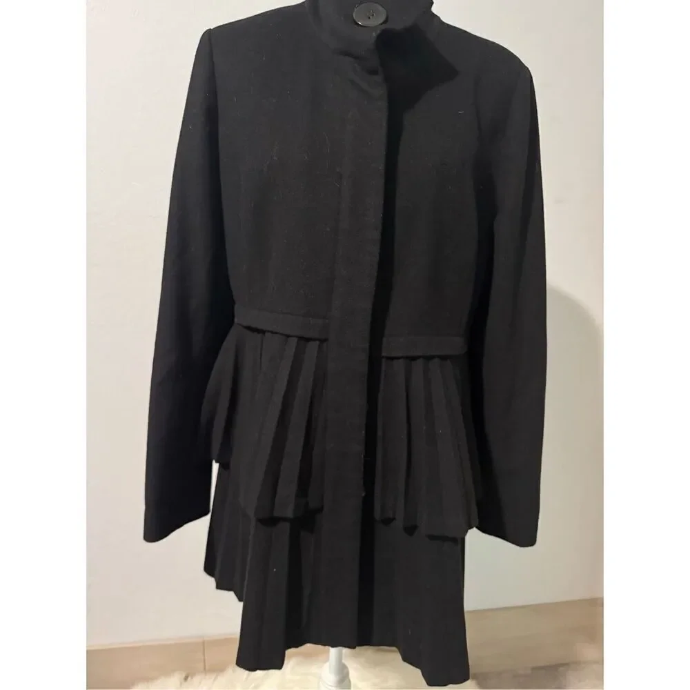 George Simonton studio Australian lambswool cashmere blend black coat 12
